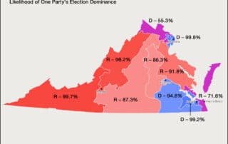 Virginia District Map & Likelihood of Party Dominance