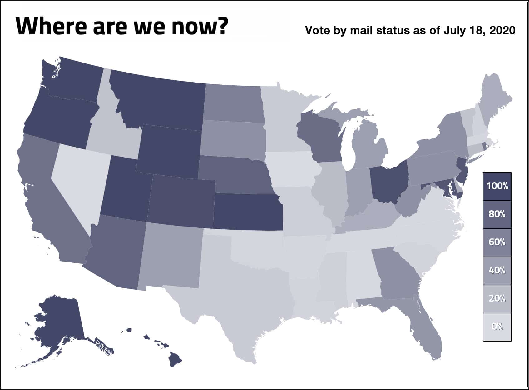 Vote by mail status as of July 18, 2020