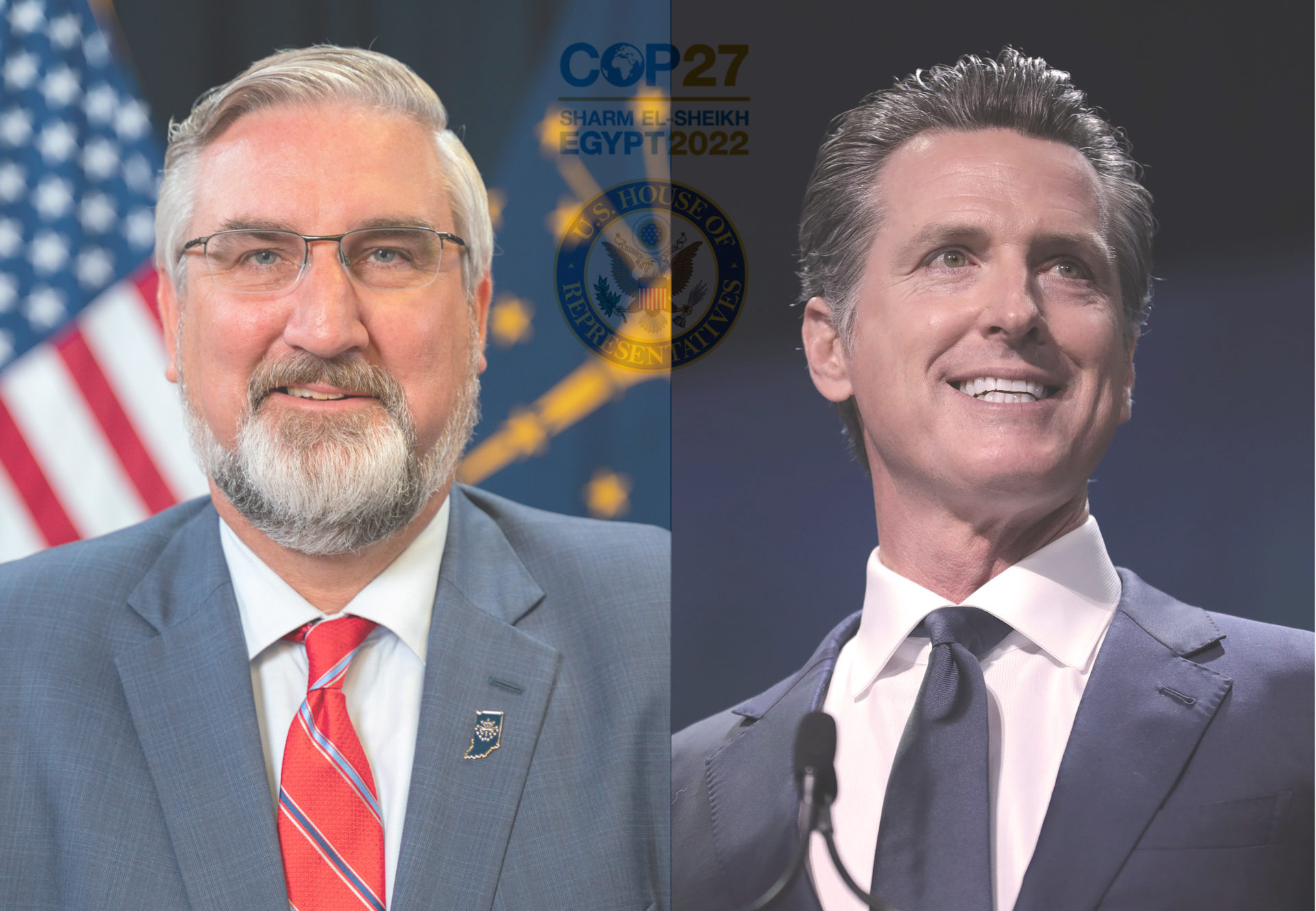 Governors Eric Holcomb and Gavin Newsom