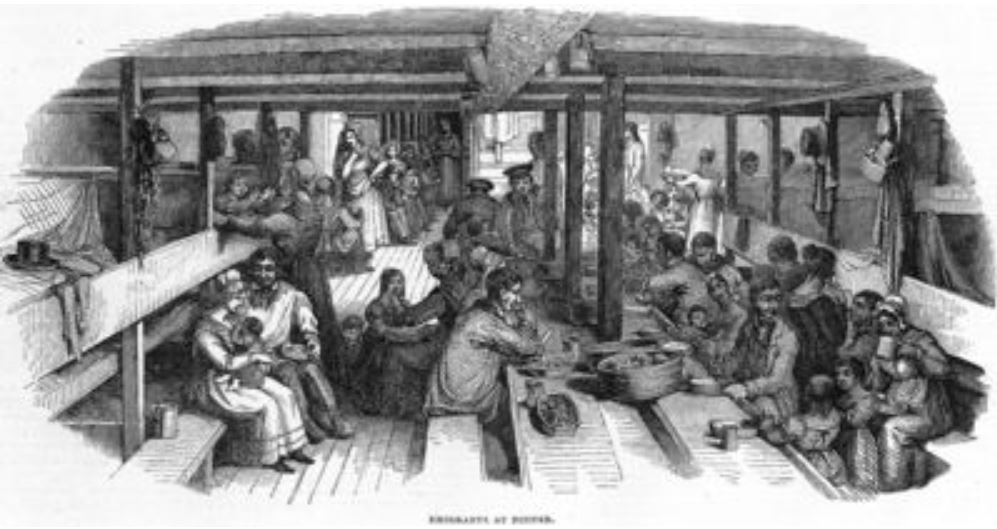 People below deck of a ship