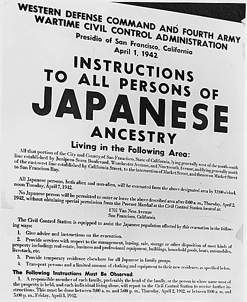 Sign with instructions for people of Japanese descent